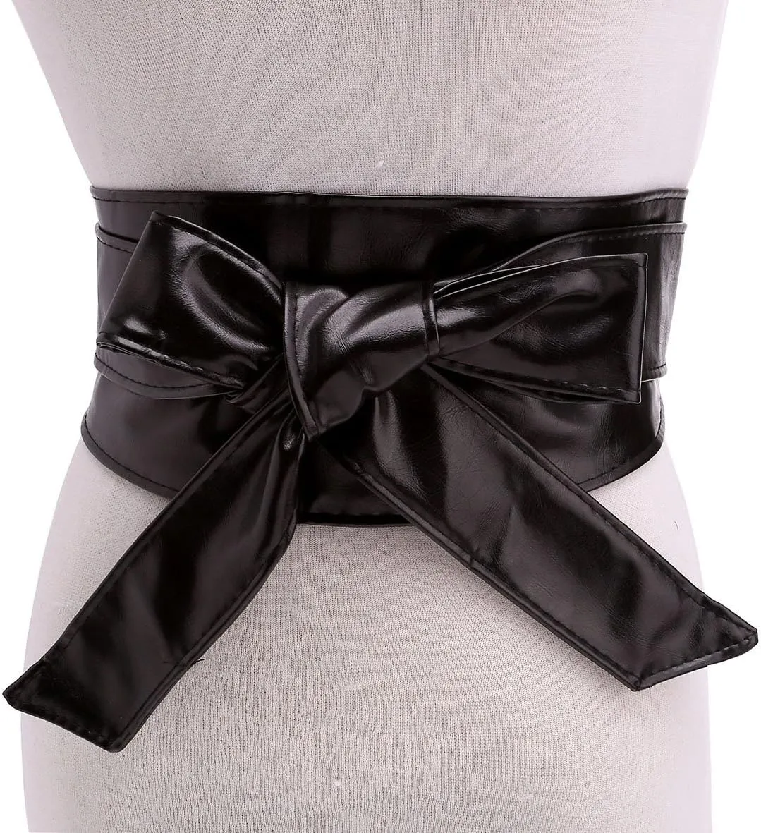 Ayliss Women Soft PU Leather Obi Belt Self Tie Wrap Cinch Belt Fashion Bowknot Waistband Wrap Belt for Dress Jumpsuit
