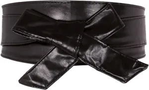 Ayliss Women Soft PU Leather Obi Belt Self Tie Wrap Cinch Belt Fashion Bowknot Waistband Wrap Belt for Dress Jumpsuit