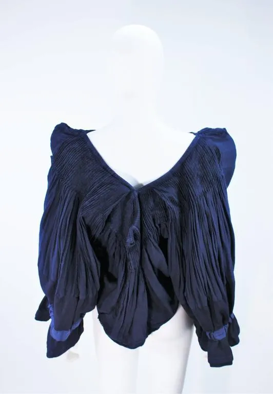 COMME DES GARÇONS Navy Cotton Blouse with Flare Sleeve Size S