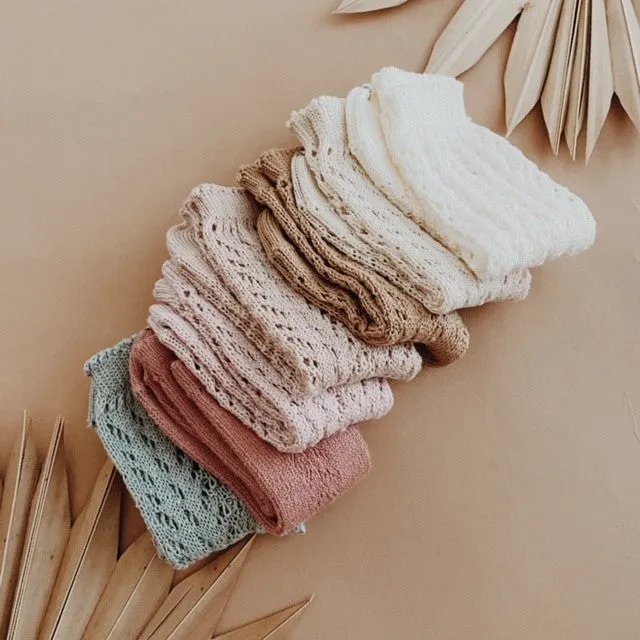 Condor Open Lacework Knee High Socks - Dusty Rose