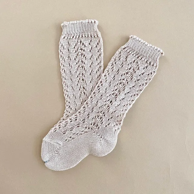 Condor Open Lacework Knee High Socks - Dusty Rose