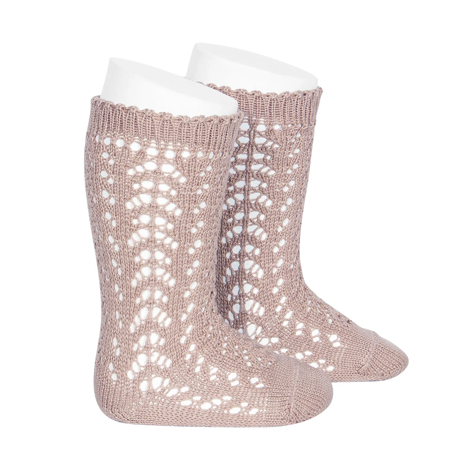 Condor Open Lacework Knee High Socks - Dusty Rose