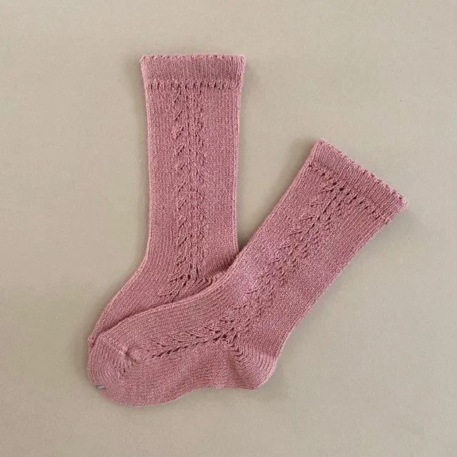 Condor Side Lacework Knee High Socks - Terracotta