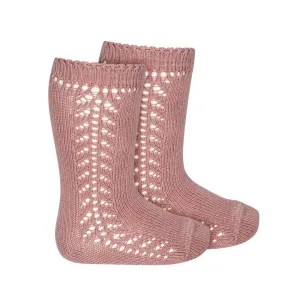 Condor Side Lacework Knee High Socks - Terracotta