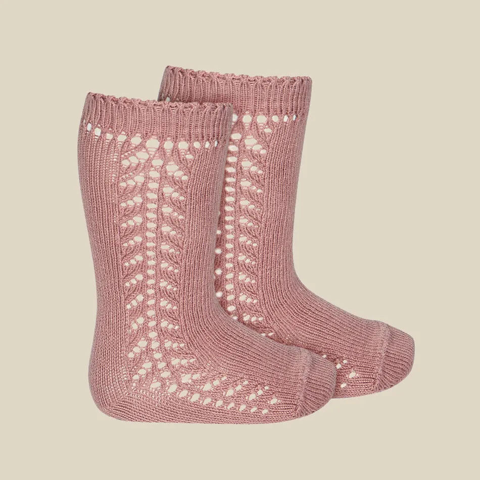 Condor Side Lacework Knee High Socks - Terracotta