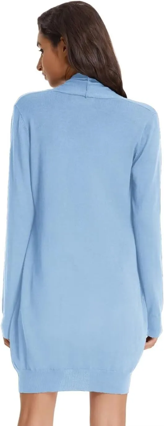 GRACE KARIN Essential Solid Open Front Long Knited Cardigan Sweater for Women