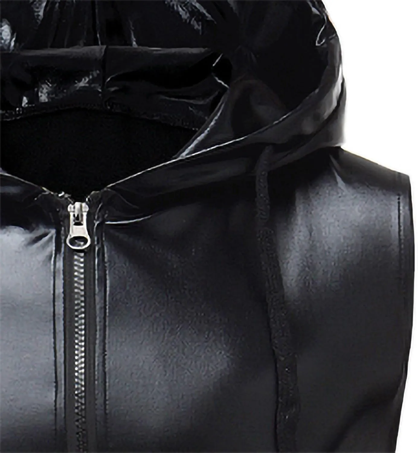 GRAJTCIN Metallic Sleeveless Hooded Vest for Men Zip Up Disco Vest Metallic Shirts