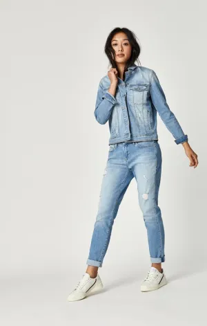 KATY JACKET IN LT RIPPED VINTAGE