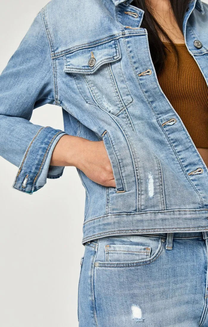 KATY JACKET IN LT RIPPED VINTAGE