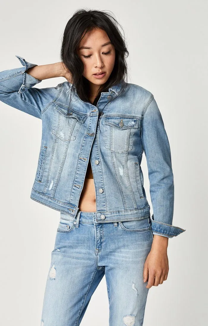 KATY JACKET IN LT RIPPED VINTAGE