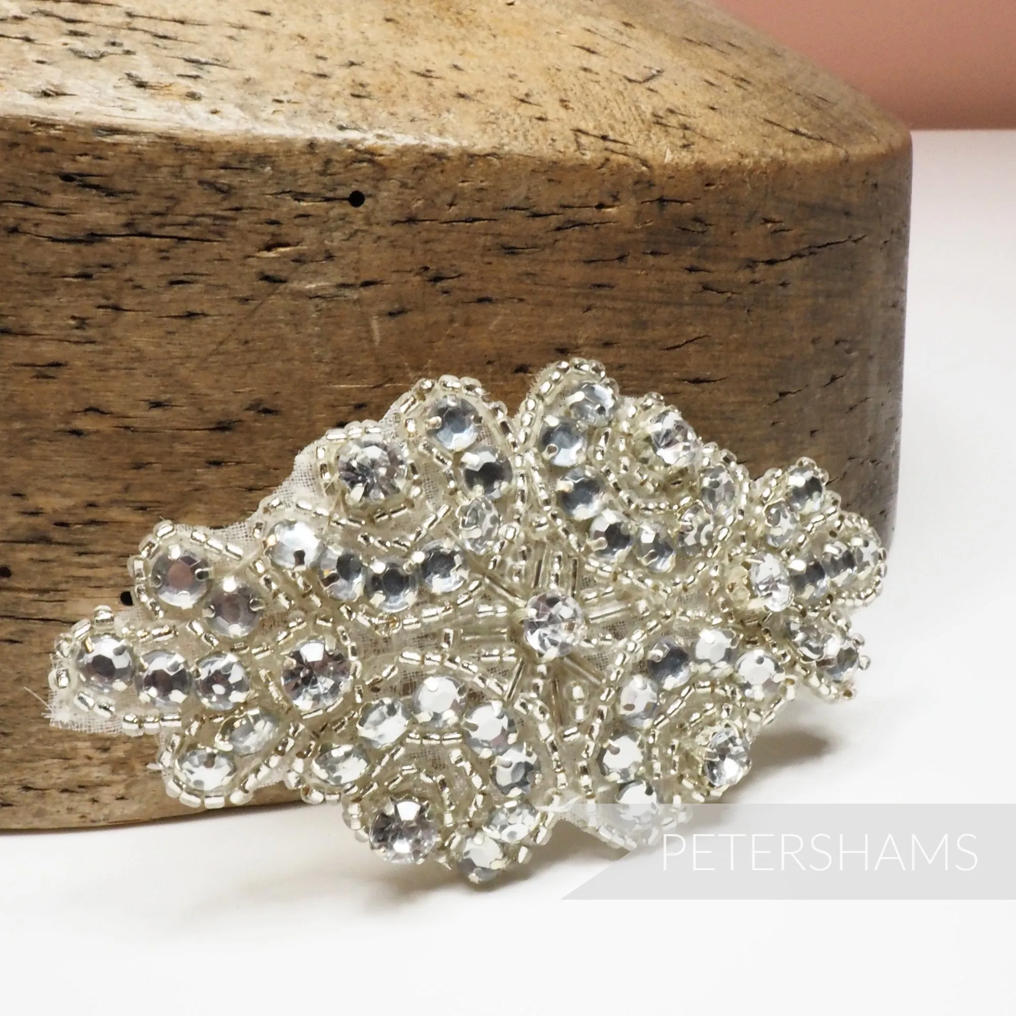 'Kristen' Diamante Beaded Silver Motif