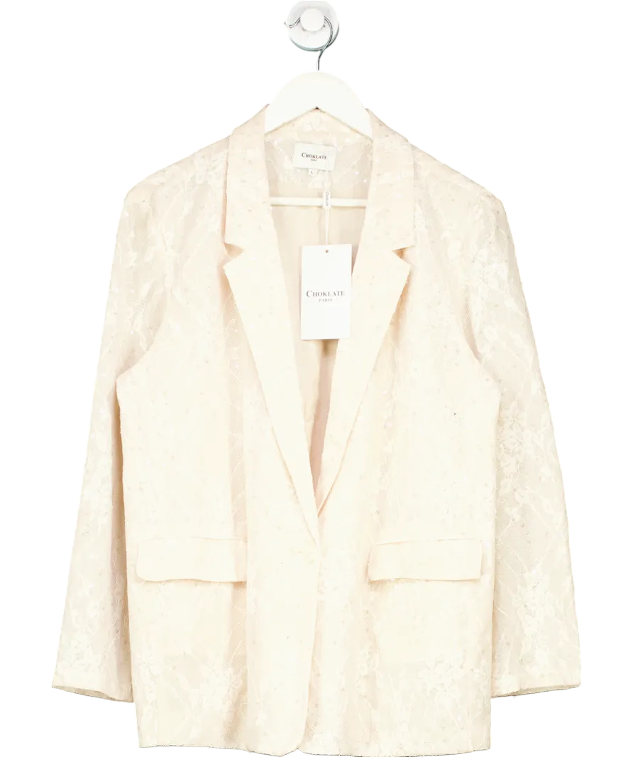 Law & Co Cream Choklate Tailman Sequin Blazer UK L