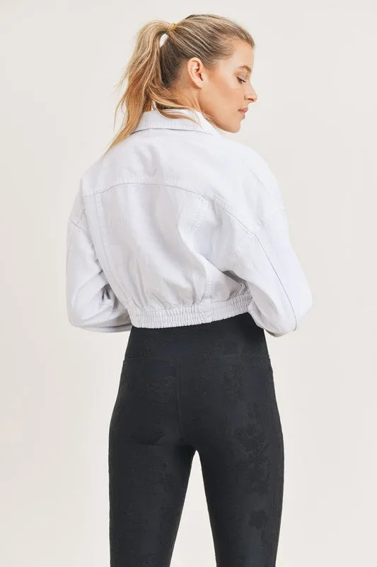 Malia Cropped Denim Jacket (White)