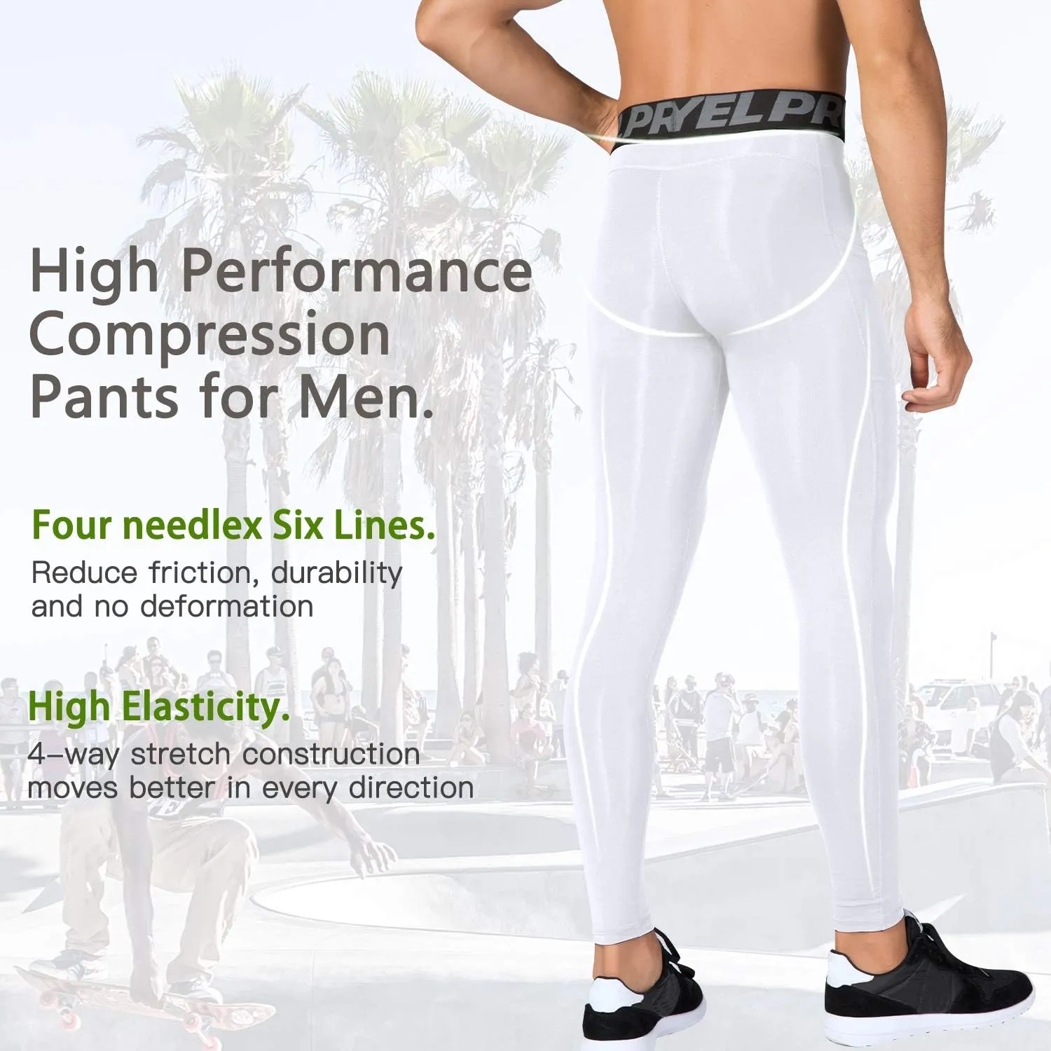 Men's Compression Pants Cool Dry Athletic Leggings Workout Running Tights Active Sports Baselayer Tights Men Yoga Pant