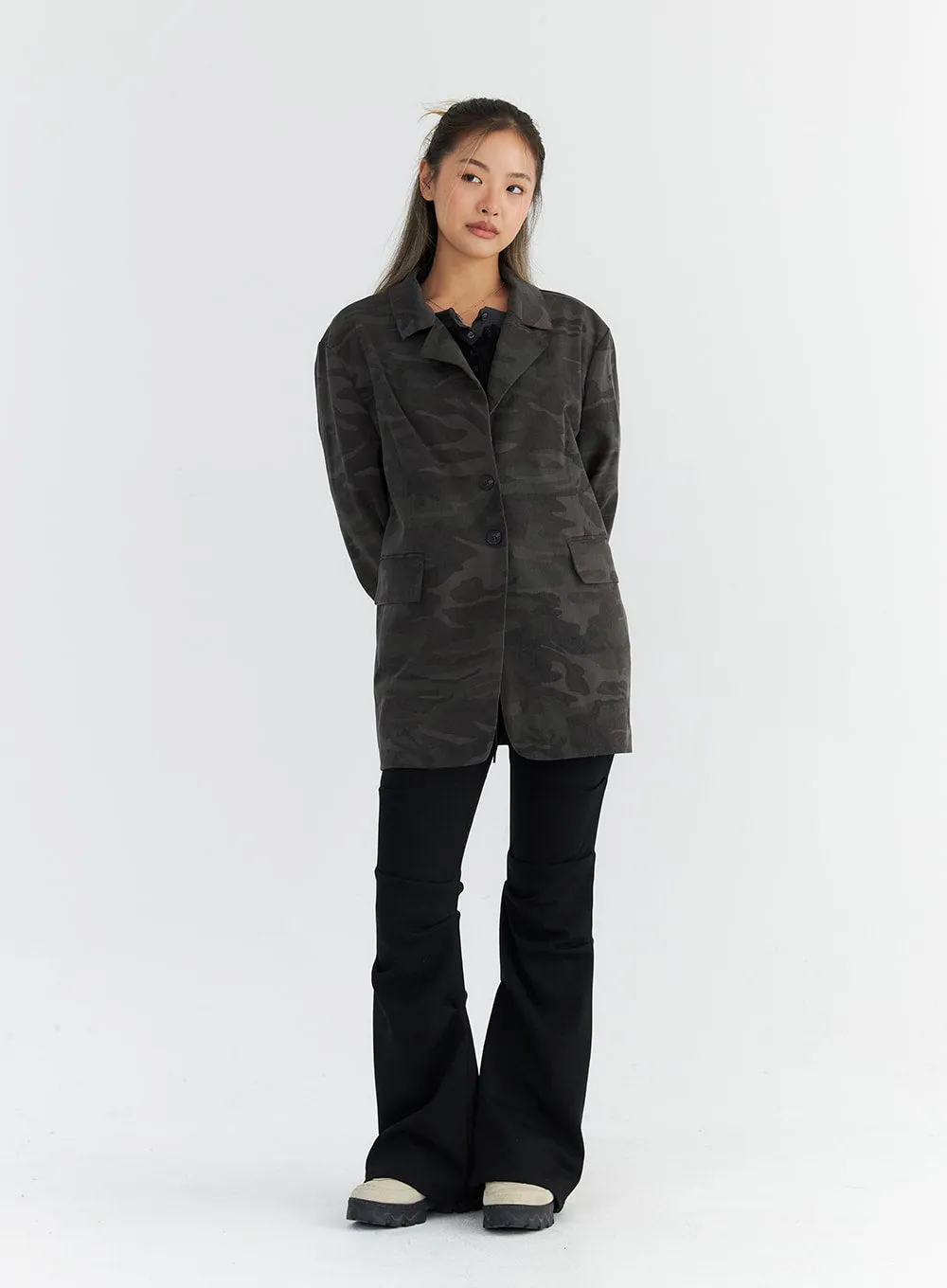 Oversized Camo Blazer Jacket CO313