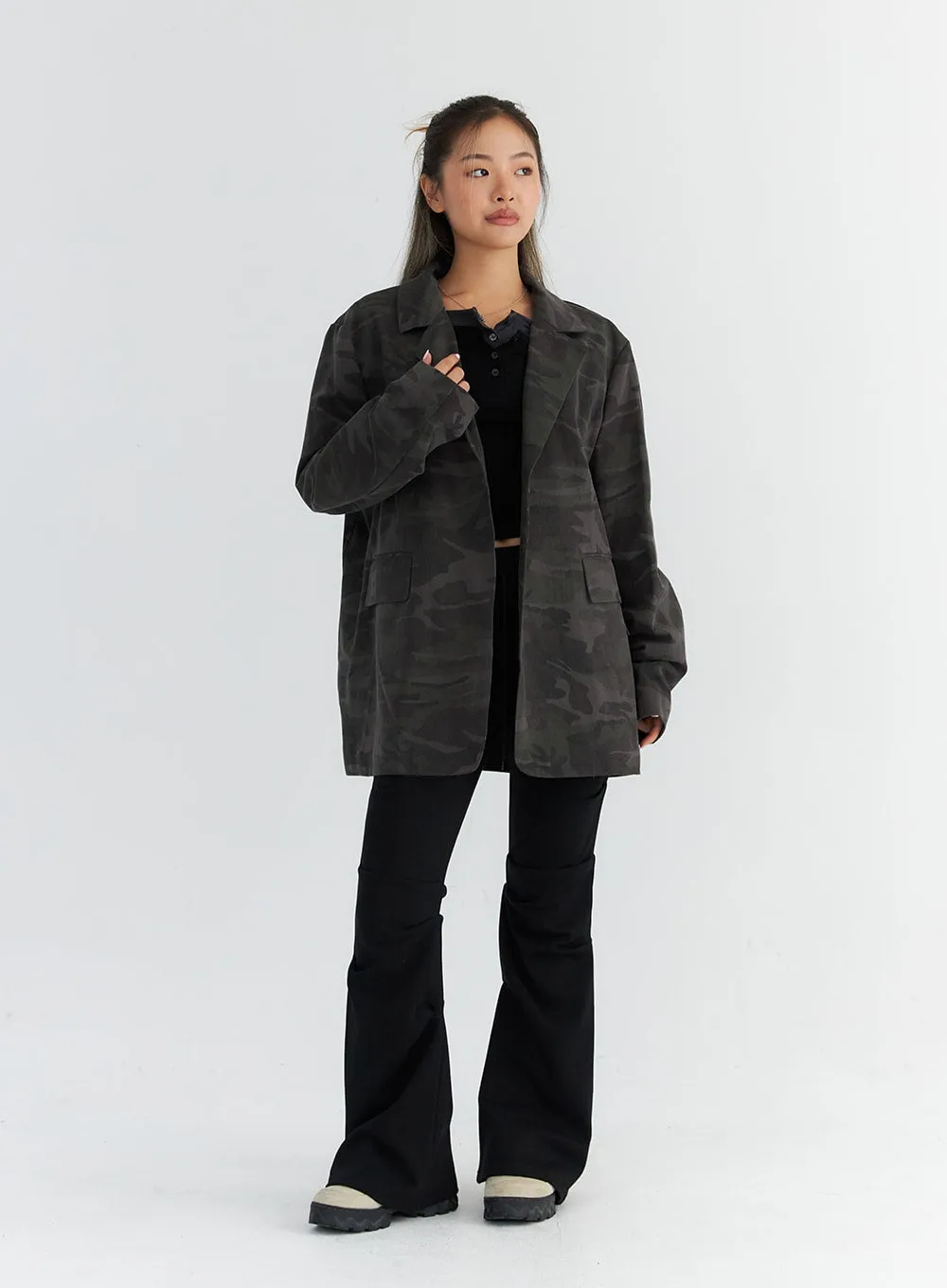 Oversized Camo Blazer Jacket CO313