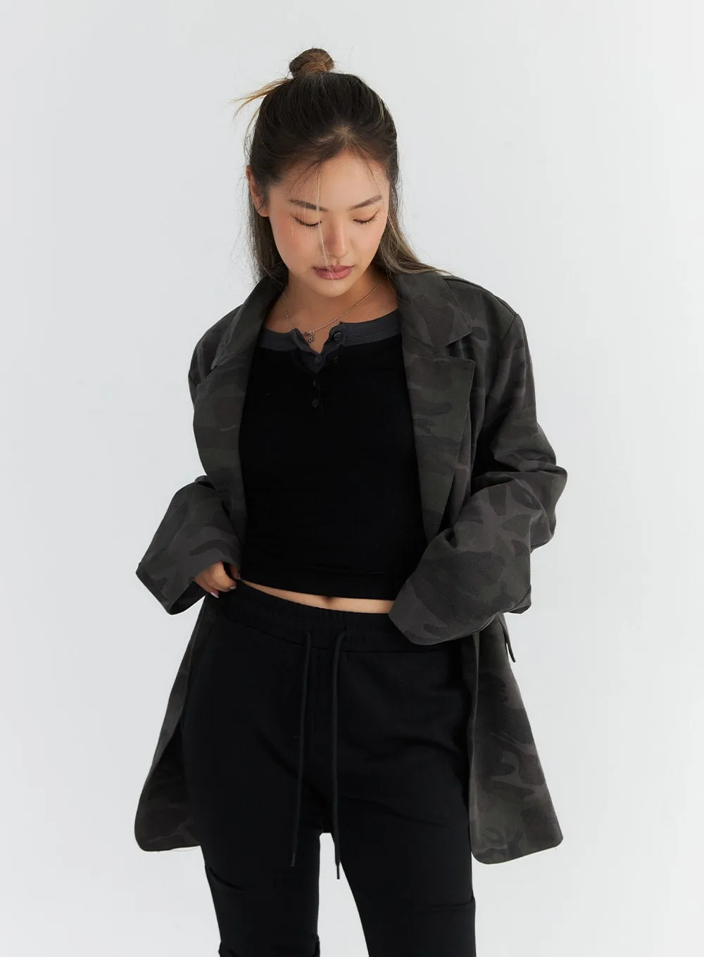 Oversized Camo Blazer Jacket CO313
