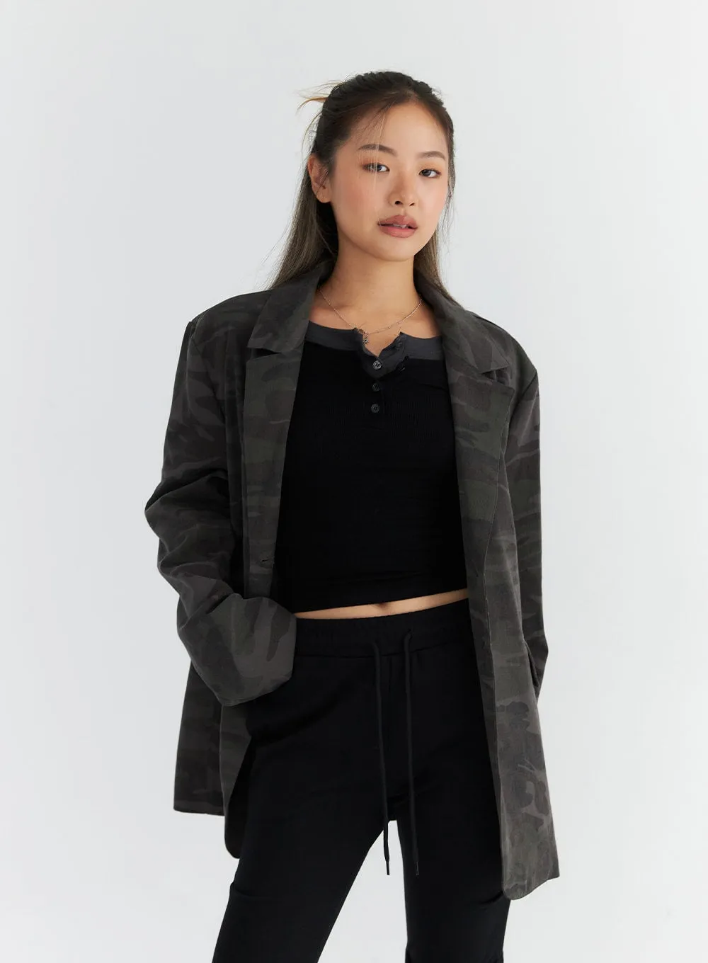 Oversized Camo Blazer Jacket CO313