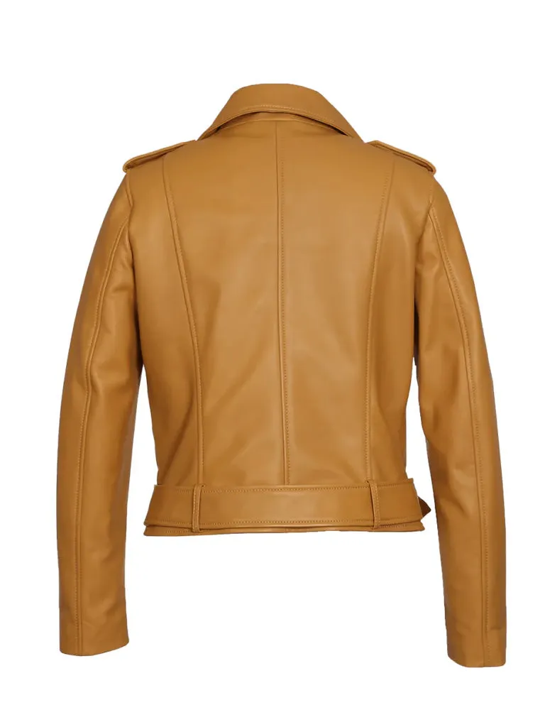 Peach Biker Leather Jacket