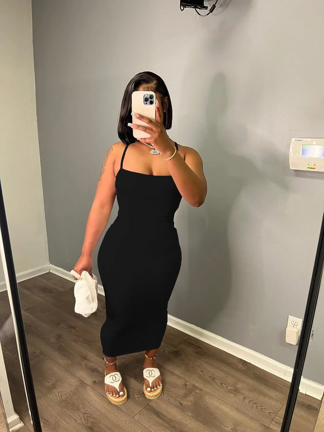 Women's Casual Short Sleeve Dress T Shirt Bodycon Dresses Ribbed V Neck Maxi Sundress Basic Party Club Dress with Pocket