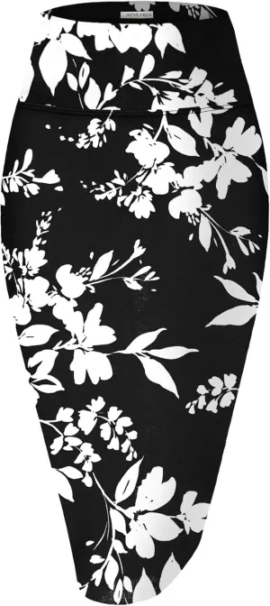 Women's Premium High Waist Nylon Ponte Stretch Office Pencil Skirt