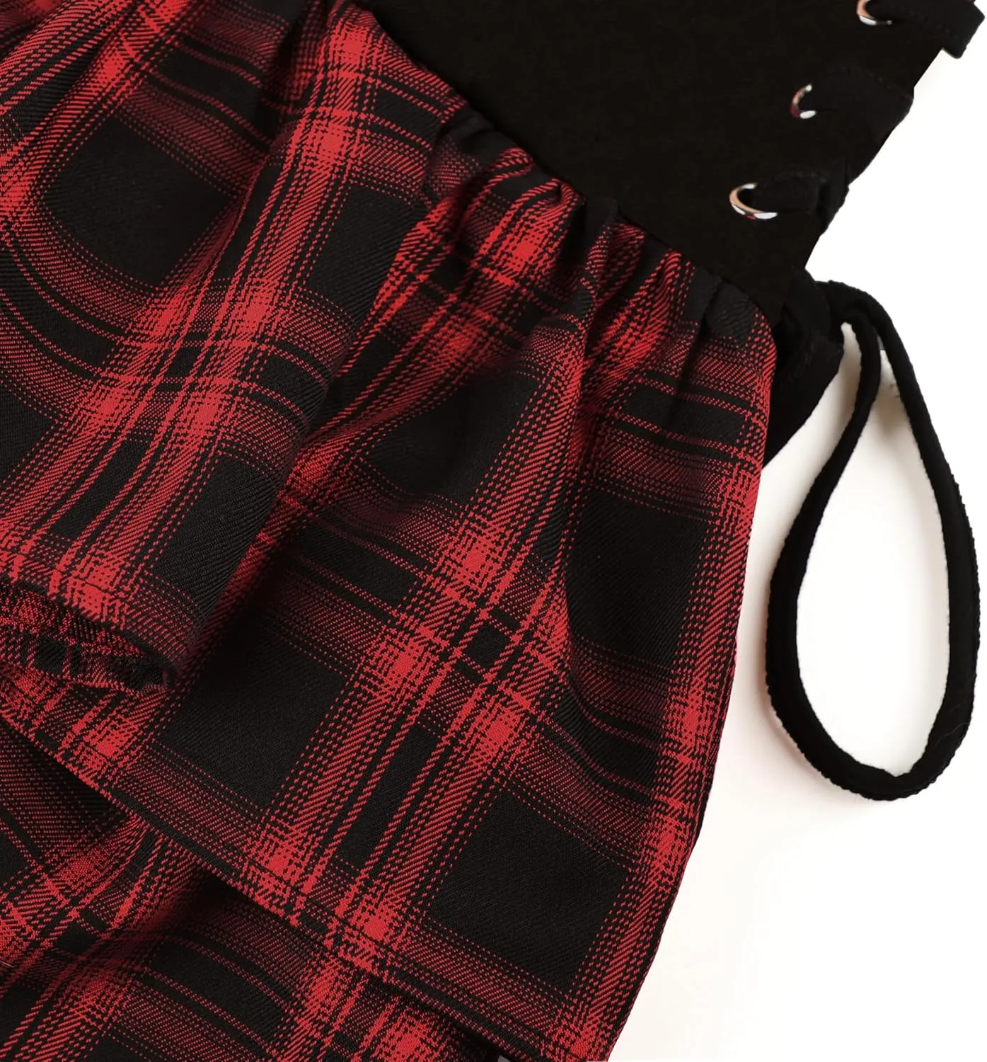 Womens Y2k Gothic Skirt High Waisted Lace Up Double Layered Ruffles Punk Mini Emo Skirts